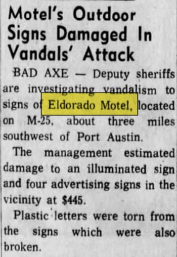 Eldorado Motel & Cottages - 1967 Vandalism On Sign